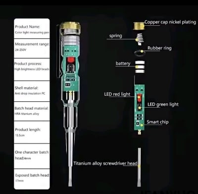 Picture of Safety Electrical Intelligent LED Voltage Tester Multifunctional Test Pen High Torque electric voltage Tester - water