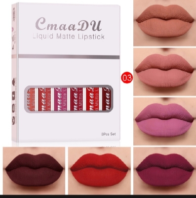 Picture of CmaaDu 6pcs/set Matte Velvet Non-Stick Cup Waterproof Not Easy To Swap Makeup Lipstick Long Lasting Lip Gloss Set - Lipstick - Lipstick Set - 