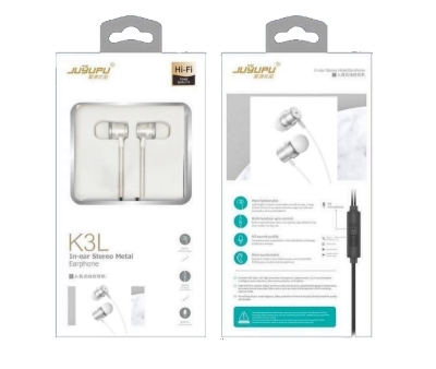 Picture of JUYUPU K3L Super Bass Crystal CLEAR SOUNDEarphone - Headphone - Ear Phone - Silver
