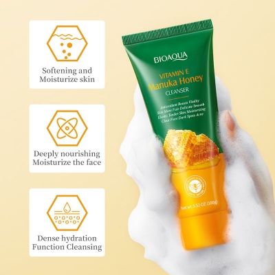 Picture of BIOAQUA Vitamin E Antioxidant Deep Cleansing Manuka Honey Face Cleanser- 100g - 