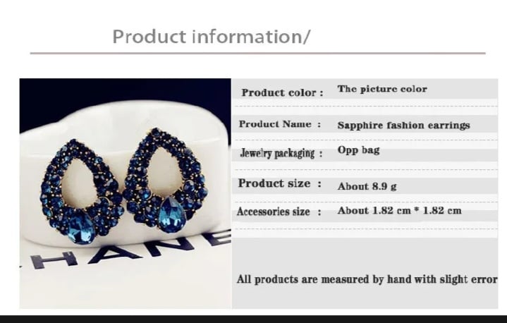 Picture of Wind drop earrings with sapphire fashion earrings charm trendy oversized earring for earring sets - 