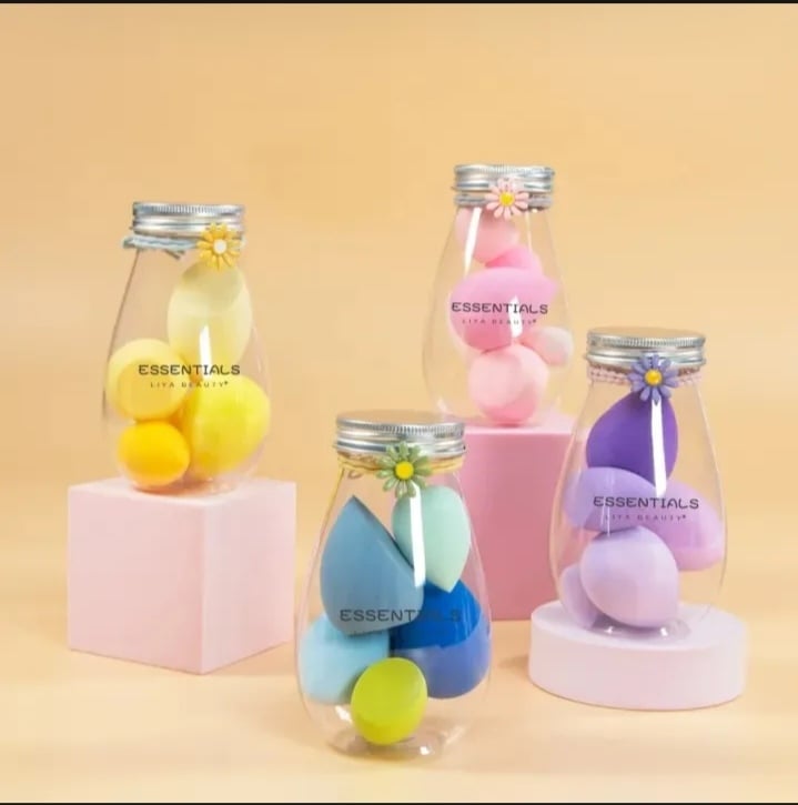 Picture of 6 Pcs/Set Beauty Blender Powder Puff Set Jar puff set- Multicolour - Multicolor
