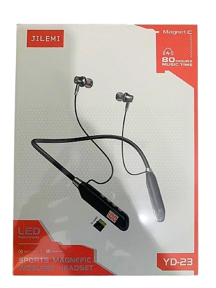Picture of JILEMI Neckband YD23 ,display 80 Hours Music Time wireless Bluetooth 5.0  headset neckband earphones sport magnetic headset in ear earbuds stereo headphones with mic for driving running headset - Black