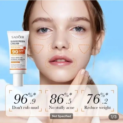 Picture of SADOER Full band UV Blocking 90 SPF PA+++ Sunscreen Cream- 50g - 
