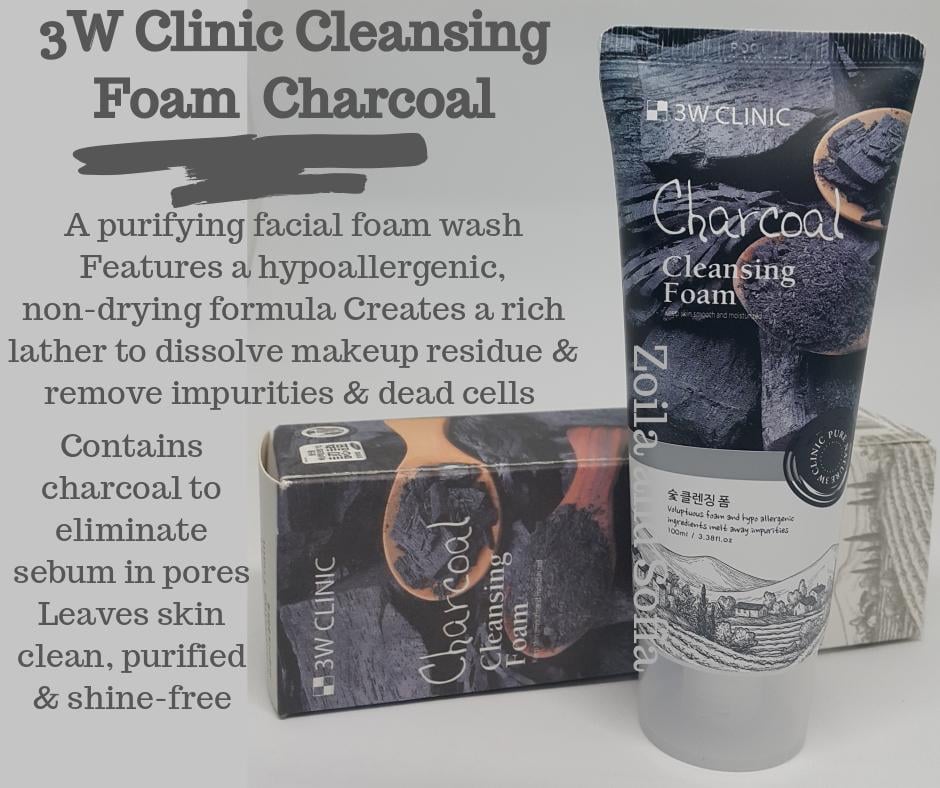 Picture of 3W Clinic Charcoal Moisturizing & Smooth Skin Cleansing Foam- Face Wash (100ml) - Black,Fresh