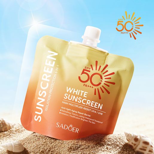 Picture of SADOER SPF 50+ PA+++ White Isolation Protection 6 in 1 White Sunscreen- 30g - 