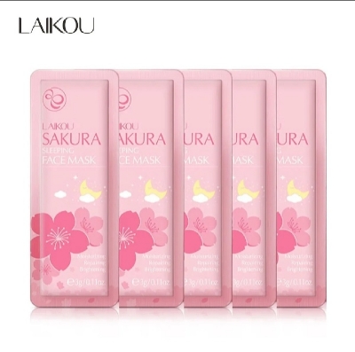 Picture of LAIKOU 5 Pcs/Set Sakura Moisturizing & Repairing Face Sleeping Mask- 3g/Each - 