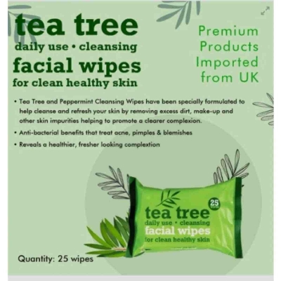 Picture of Tea Tree Daily Use Clean Healthy Skin Facial Wipes- 25 Wipes - 