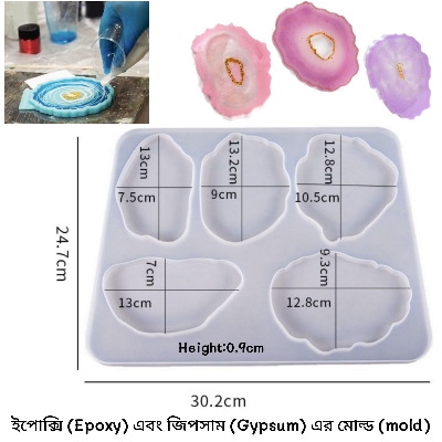 Picture of Resin Epoxy and Gypsum  mould Silicone Geode Coaster Mold Resin Epoxy Casting Mould DIY Art Craft Accessories Nicle_resgin_epoxy_gypsum_mould - 