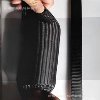 Picture of 3 Feet Black Nylon Mesh Pet Wire Sleeving Spiral Wrapping Expandable Insulated heat proof Braid Tight  Cable Sleeve - 