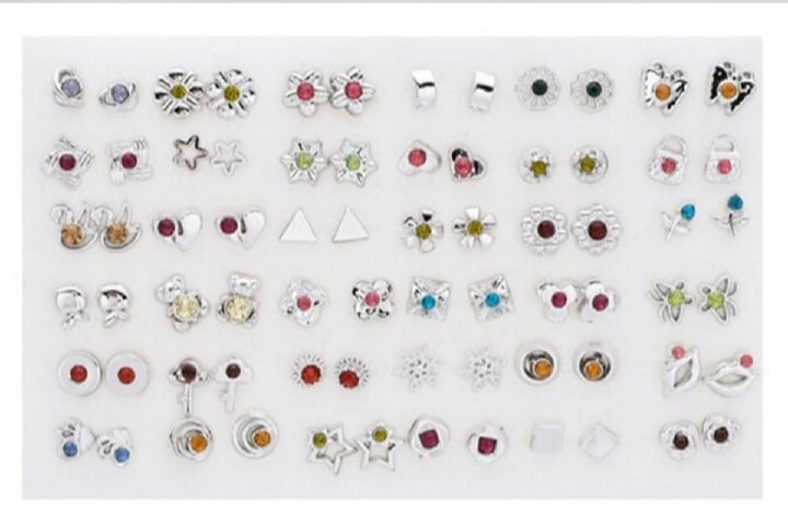 Picture of 36 Pairs/72 Pieces Set Fashion Bow Snowflake Cat Stud Earrings Set Handmade Cartoon Earrings For Women Girls Children Jewelry Gift