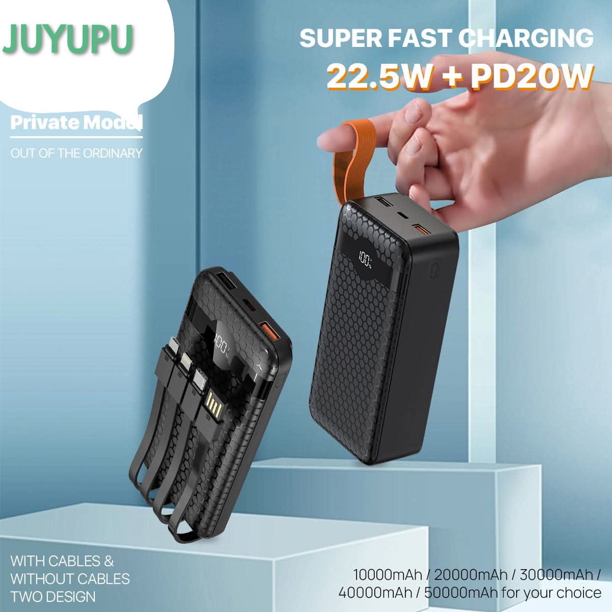 Picture of JUYUPU_M819DX  22.5W+PD Super Fast Charging 10000mAh  Power Bank Compact Portable Fast Charging External Battery Charger 10000 mAh Powerbank  100% Authentic_Orginal_powerbank_fastcharging