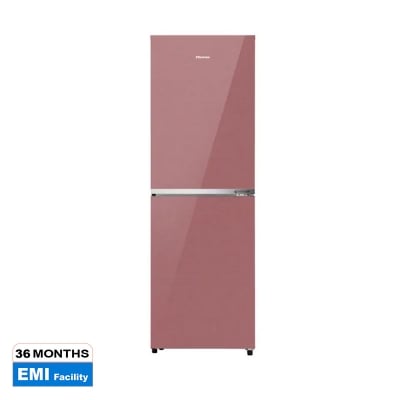 Picture of HISENSE 270 Liter Bottom Mount Frost Direct Cool Glass Door Inverter Refrigerator Dark Red (RB1G266NADR/BD3)