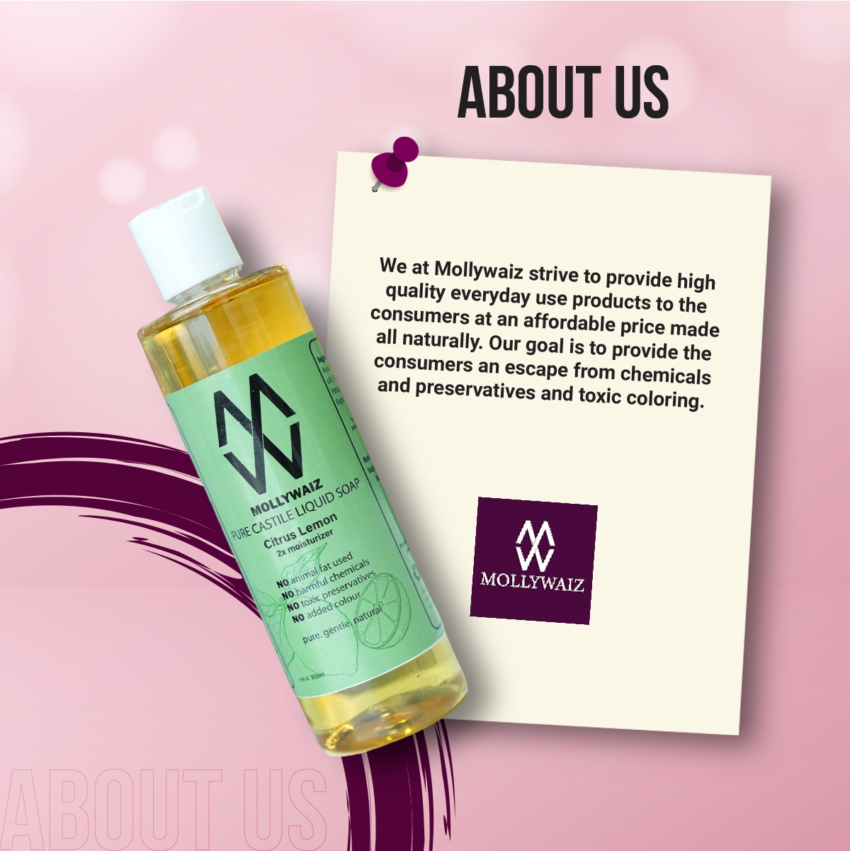 Picture of Mollywaiz Pure Castile Liquid Soap CITRUS LEMON 300ML (Facial Wash & Body Wash) FOR MEN AND WOMEN