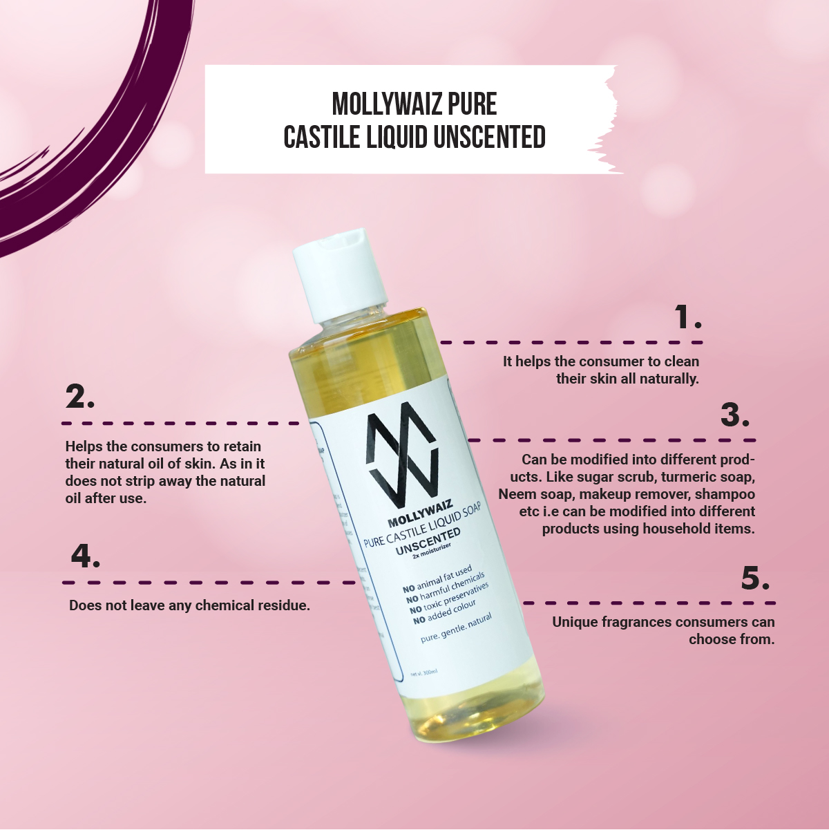 Picture of Body Wash and Face Wash Pure Castile Liquid Soap UNSCENTED 300ML