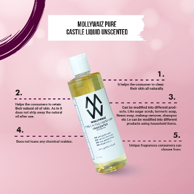 Picture of Body Wash and Face Wash Pure Castile Liquid Soap UNSCENTED 300ML