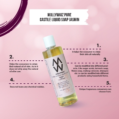 Picture of Mollywaiz Pure Castile Liquid Soap JASMIN 300ML Face Wash & Body Wash