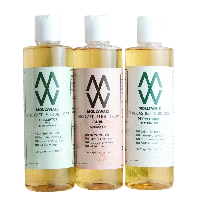 Picture of Mollywaiz Pure Castile Liquid Soap EXOTIC BUNDLE (300x3=900ML) Facewash & Body Wash