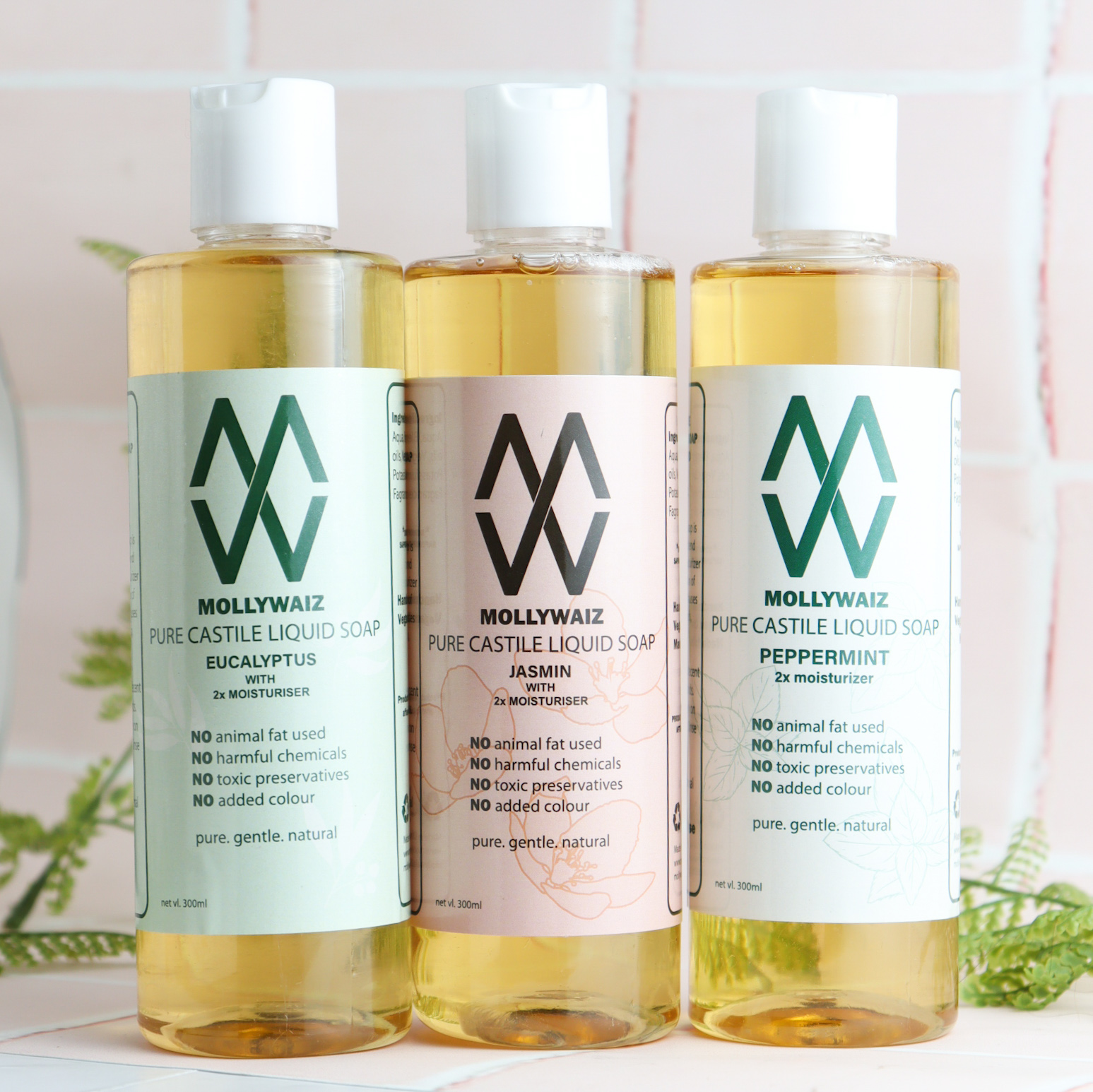 Picture of Mollywaiz Pure Castile Liquid Soap EXOTIC BUNDLE (300x3=900ML) Facewash & Body Wash