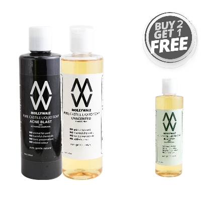 Picture of Mollywaiz Pure Castile Liquid Soap Buy 2 Get 1 Facewash & Body Wash