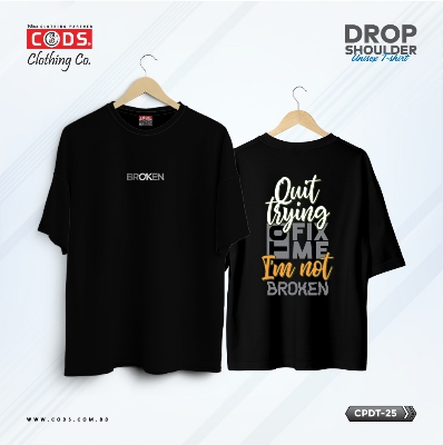 Picture of Premium Quality DTF Printed 100% Cotton Drop Shoulder T-Shirt for Men and Women / Trendy Look with This Versatile Tee Black