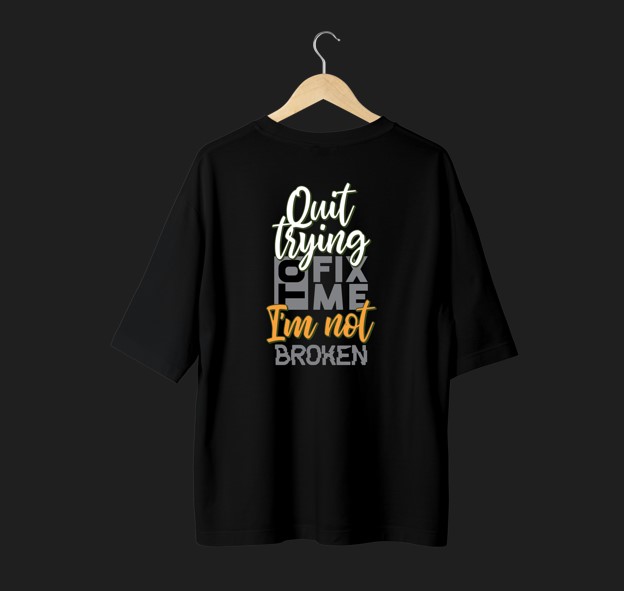 Picture of Premium Quality DTF Printed 100% Cotton Drop Shoulder T-Shirt for Men and Women / Trendy Look with This Versatile Tee Black