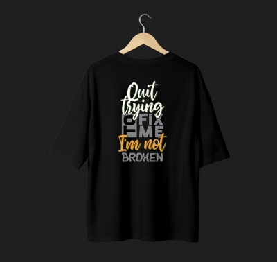 Picture of Premium Quality DTF Printed 100% Cotton Drop Shoulder T-Shirt for Men and Women / Trendy Look with This Versatile Tee Black