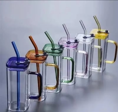 Picture of 1PC Premium-Square Mason Jar 400ml - Elegant Glass Container for Storage, Preservation and Decor, Airtight Lid, Versatile