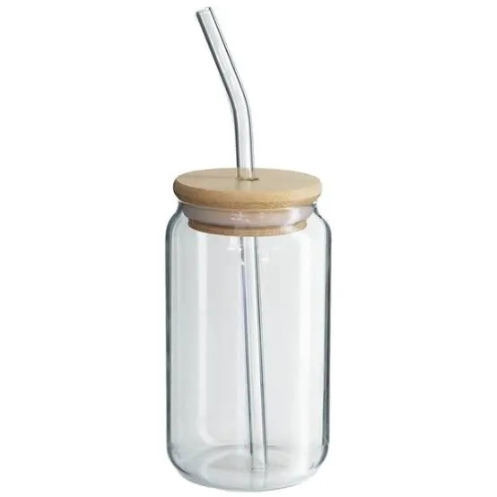 Picture of 350ml Glass Cup with Lid and Straw Transparent Bubble Tea Cup Juice Glass Beer Can Milk Mocha Cups Breakfast Mug Drinkware