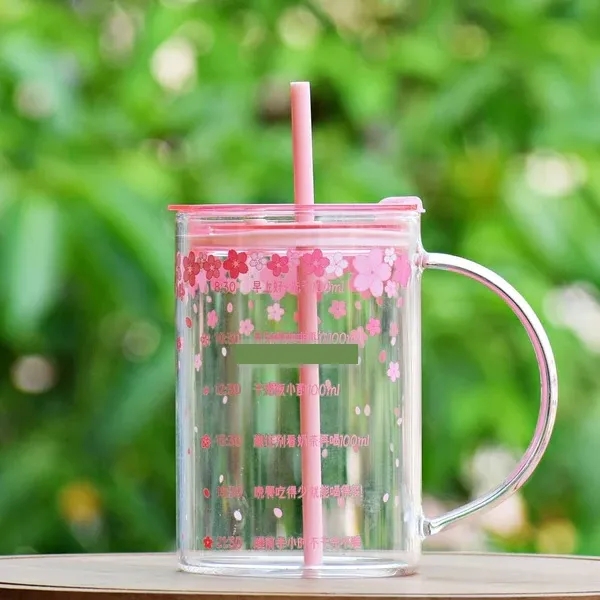 Picture of 400ml Glass Juice Sipper Mug with Straw- Elegant Glass Container for Storage, Preservation and Decor, Airtight Lid, Versatile