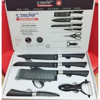 Picture of 6 Pcs Knife Set Non-Stick Coating Stainless Steel (Black)
