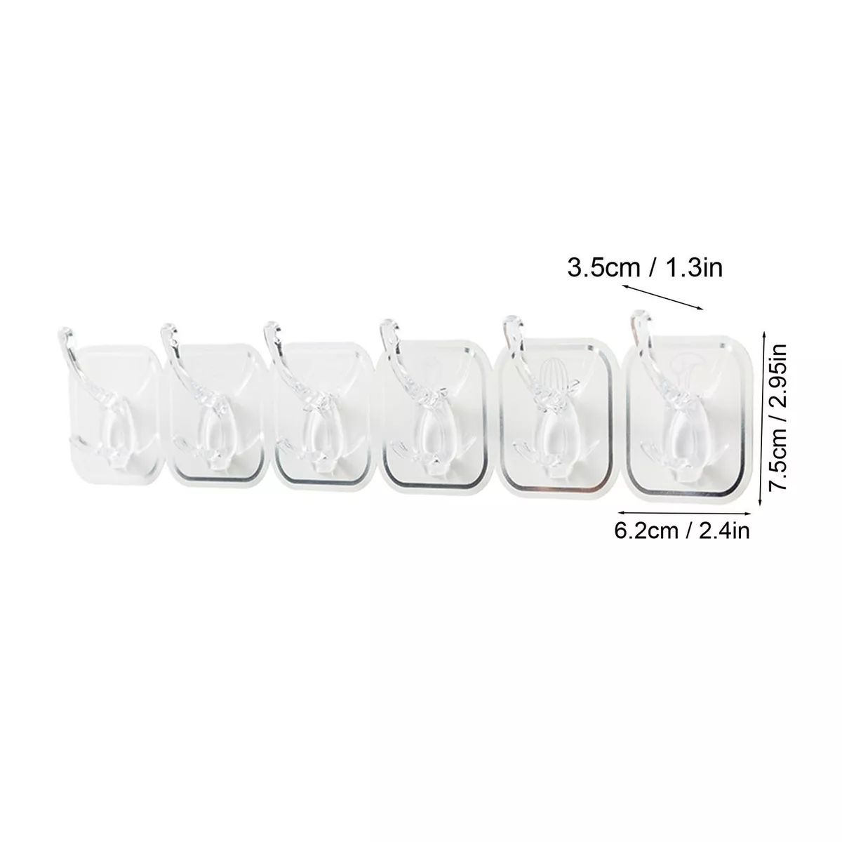 Picture of Adhesive Hooks Coat Rack Wall Mounted 6 Hook Self Adhesive PVC Wall Hangers