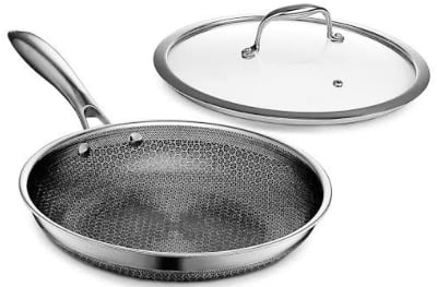 Picture of AMERCOOK USA 28CM long handle kadhai tri-ply stainless steel honeycomb non-stick