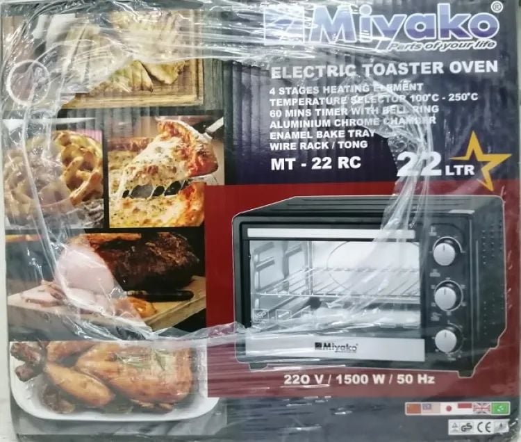 Picture of Brand: Miyako MT-22 RC 4 Stages Heating Element Temperature Selector 100c-250c 60 Mins Timer With Bell Ring Aluminium Chrome Chamber Enamel Bake Tray Wire Rack/Tong 1500W 220-240V/50~60Hz