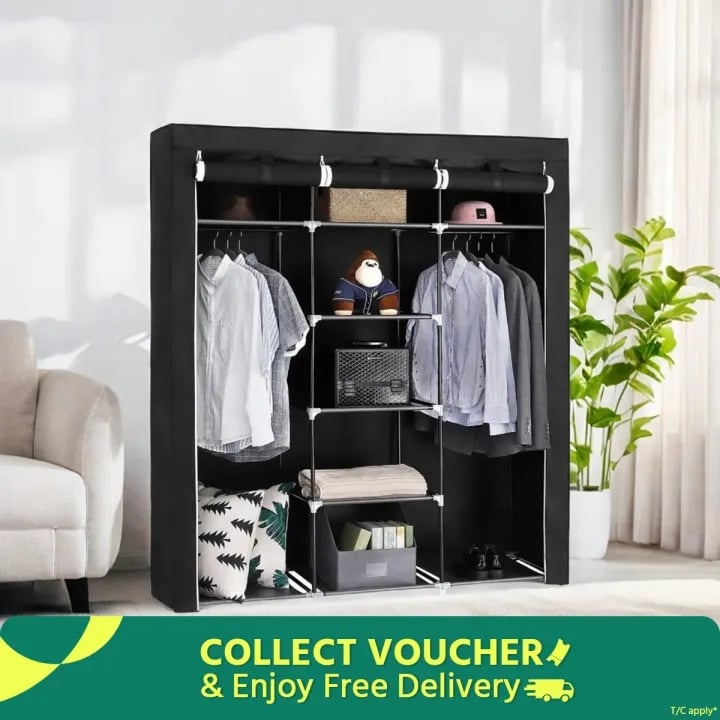 Picture of Fancy and Portable Foldable Almirah Wardrobe with 6 Cabinet and 2 Long Shelves Clothes Organizer