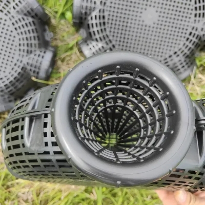 Picture of Fish Trap net Fishing outdoor Nets Mesh Cage / Circular Plastic 06 Holes Fish Trap Cage / Detachable Durable & Portable Multi-Holes (Black)