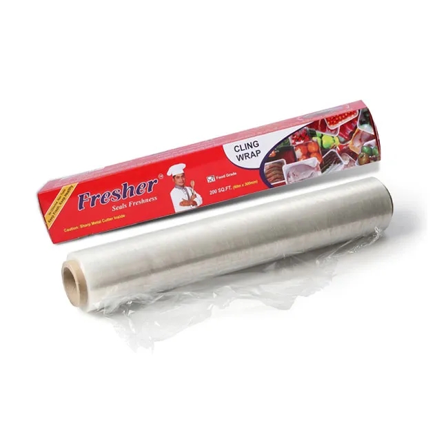 Picture of Fresher Plastic Stretch Wrap Clear Cling Food Grade PE Vinyl Film Plastic Wrapping Paper Roll 60 meter Ideal food Wrapping paper for