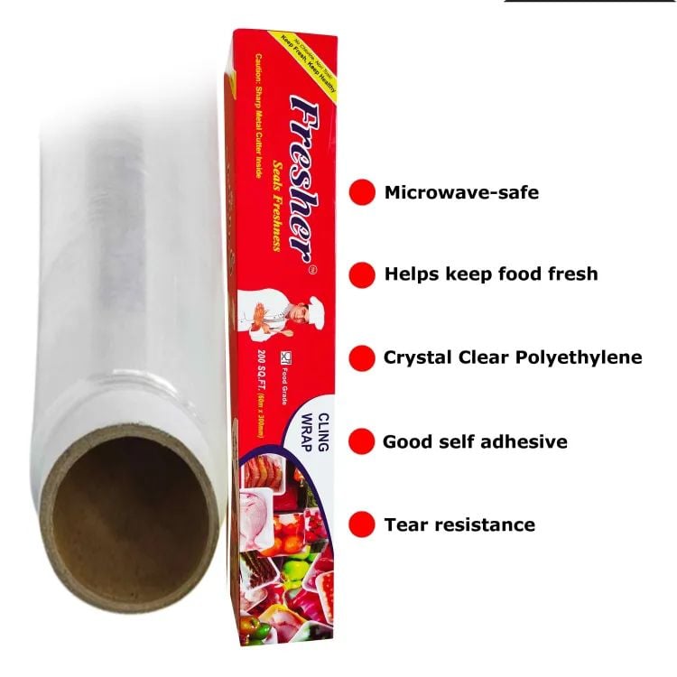 Picture of Fresher Plastic Vinyl Film 60m Roll The best food wrapping paper for keeping food fresh