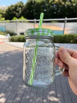 Picture of Juice Jar Juice Mug Mug with lid and straw BEST QUALITYGreen, Blue, Yellow, Red