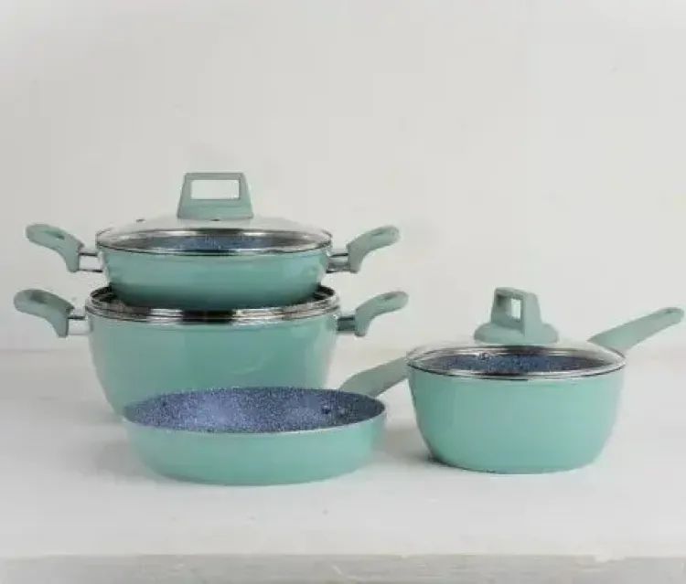 Picture of Kiam 7 Pcs Chromatic Ceramic Granite Cookware Set (Induction bottom) (Pink)