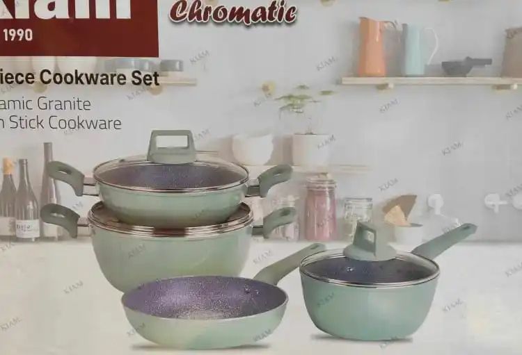 Picture of Kiam 7 Pcs Chromatic Ceramic Granite Cookware Set (Induction bottom) (Pink)