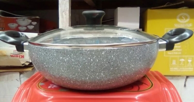 Picture of Kiam Marble Coated Karai With Glass Lid 22cm (Black)