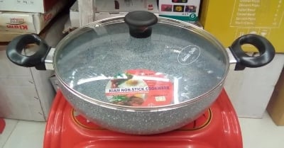 Picture of Kiam Marble Coated Karai With Glass Lid 24 cm (Grey)