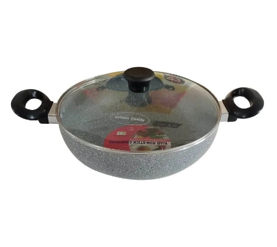 Picture of Kiam Marble Coated Karai With Glass Lid 26cm (Black)