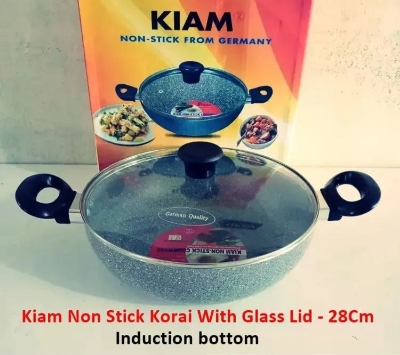 Picture of Kiam Marble Coated Karai With Glass Lid 28cm (Black)