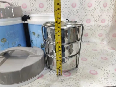 Picture of Kiam Monalisa  3 bati Steel Hot Tiffin Carrier or Lunch Pot (Blue)