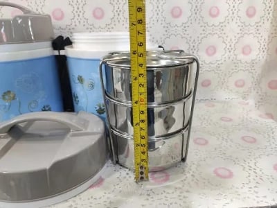 Picture of Kiam Monalisa  3 bati Steel Hot Tiffin Carrier or Lunch Pot (Blue)