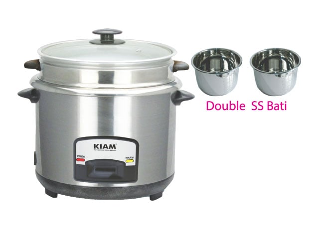 Picture of Kiam Rice cooker Steel (Double SS Bati) Straight 1.8