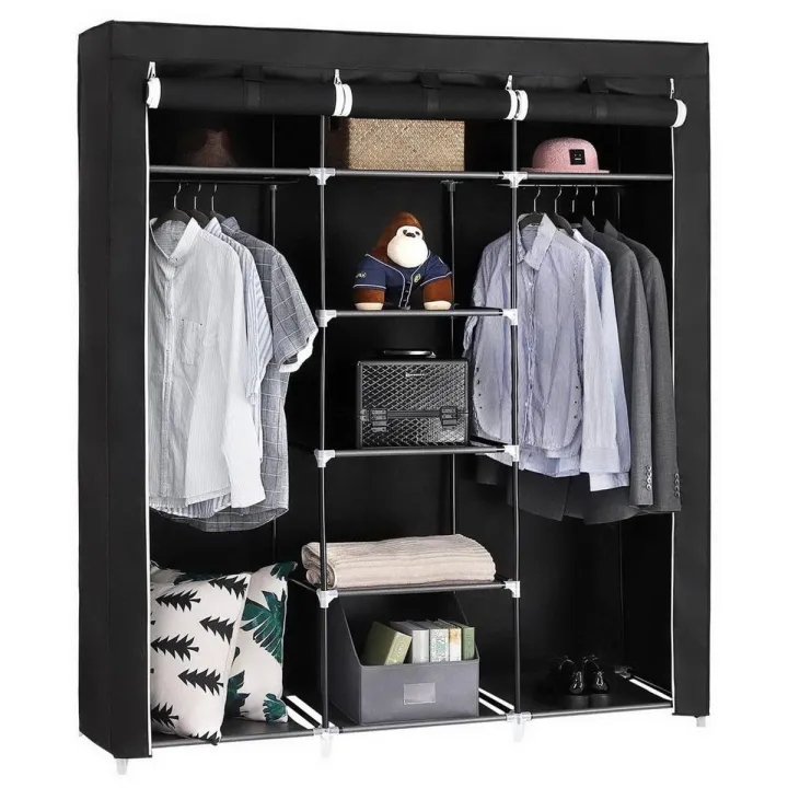 Picture of Portable Folding Simple Open Door non Woven Fabric Cloth Storage Wardrobe Almirah For Daily Use 2 Part