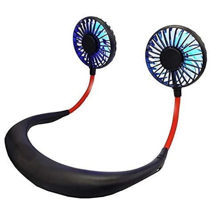 Picture of Portable Sports Neck Fan, 1800mAh USB Rechargeable Hands-Free Mini Personal Desktop Fan, 3 Wind Speeds, 7 Blades, 360 Degree (Black)